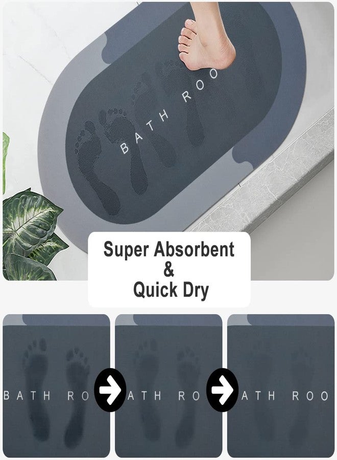 KMSON Bath Mat Bathroom Rugs -17"x27" Napa Skin Non Slip Ultra Soft and Super Absorbent Diatomite Bath Carpet, Dirt Barrier Quick Dry Floor Door Mat Kitchen Rug for Shower Sink Bathtub Blue - Image 3