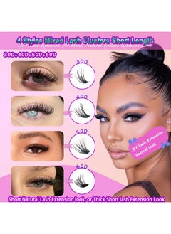 DAODER DAODER Wispy Lash Extension Kit 640Pcs Cluster Lashes Natural Look, Short Lash Clusters Kit 9-13mm 30D 40D 50D 60D D Curl Individual Lashes Kit with Lash Bond Seal Remover(30D+40D+50D+60D Kit 9-13mm)  - Image 3