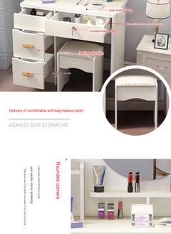 Sharpdo Multifunctional Bedroom Dresser Storage Cabinet with 4 Drawers and a Dressing Stool 80*35*120CM  - Image 4