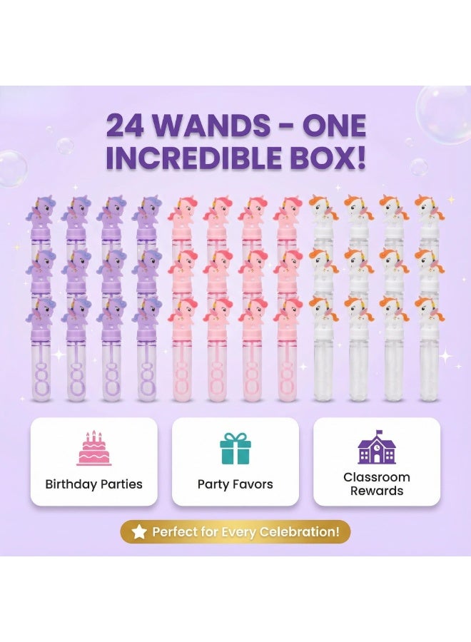Unicorn Bubble Wand Party Favors 24Pcs for Kids – Magical Return Gifts for Birthday Party, Mini Bubble Blower Toys for Girls u0026 Boys – Unicorn Themed Goody Bag Fillers, Outdoor Summer Fun Toys, Party Giveaways, Wedding u0026 Classroom Rewards for Kids (24Pcs) - Image 2