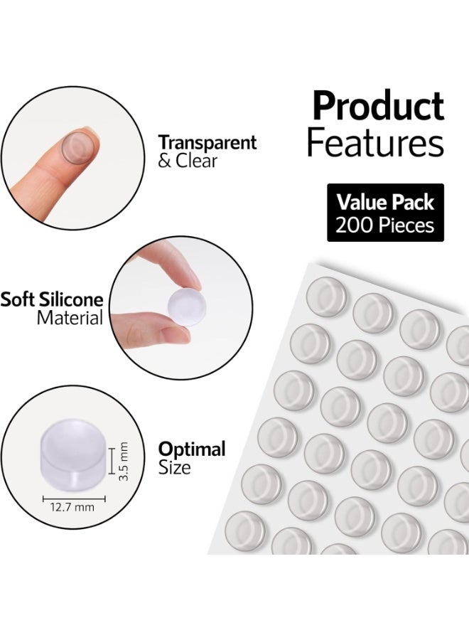 Cabinet Door Bumpers 1/2" Diameter 200 Pcs Self Adhesive Sound Dampening Clear Bumper Pads for Drawers, Table Tops, Cupboard, Picture Frames, Glassware and Furniture - Image 2