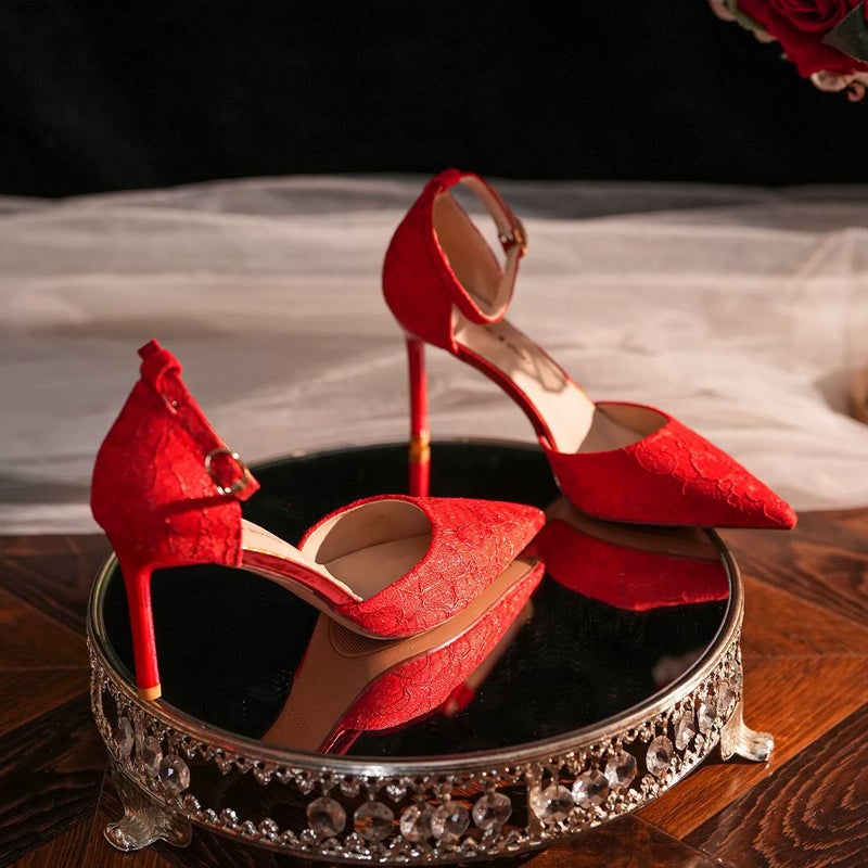 Pumps Pointed Toe Block Heels Satin Gold Women's Shoes - Image 5
