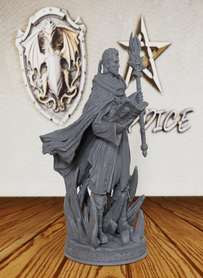 AUSPDICE Unpainted TTRPG Minis for Fantasy Role Playing & Tabletop RPG Game - 28mm Scale Miniature Figure for Dungeon Masters, Human Miniatures Gaming RPG Accessory - Wizard Loremaster (AS260) - Image 2