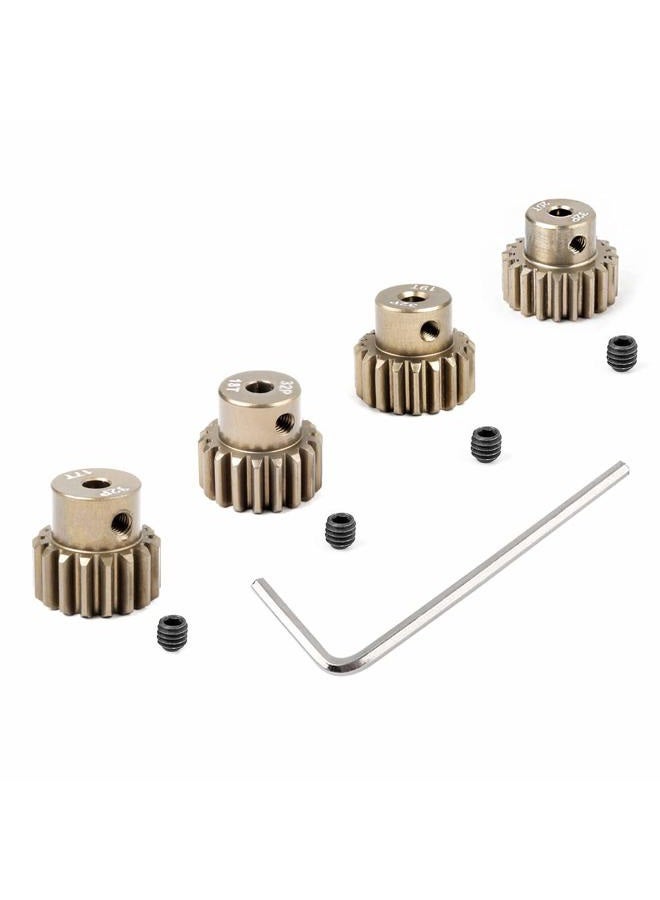 Metal 7075 Aluminum Alloy 32 Pitch Pinion Gear Set 3.175mm Shaft Hole 17T 18T 19T 20T Motor Gears Kit for RC Car (4-Pack)