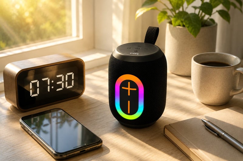تايجر سبيكر بلوتوث T-157 مع إضاءة RGB وصوت ستيريو، وقت تشغيل يصل الى 3 ساعات، تصميم محمول مثالي للرحلات والمناسبات - Image 4