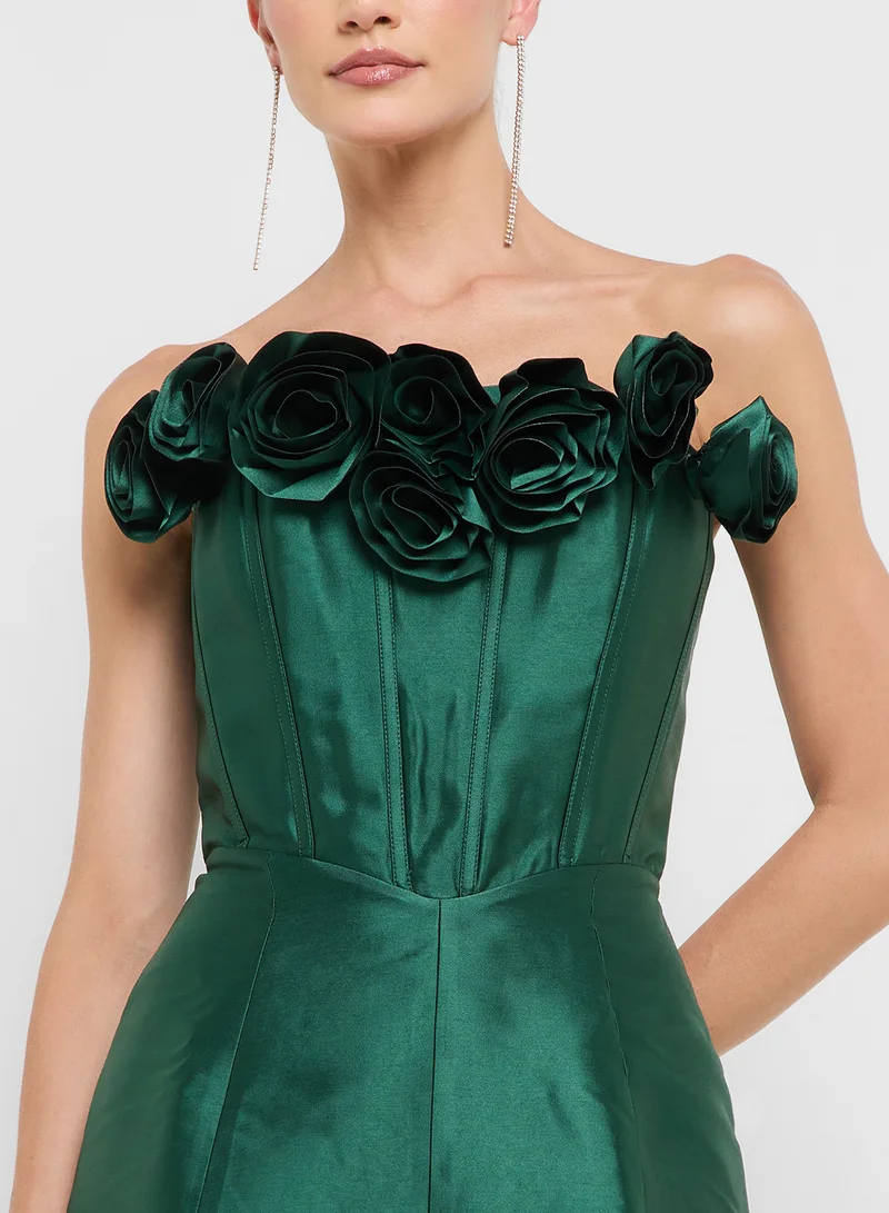 Ginger Boutique eclat luxe bandeau floral crosage detail a line dress