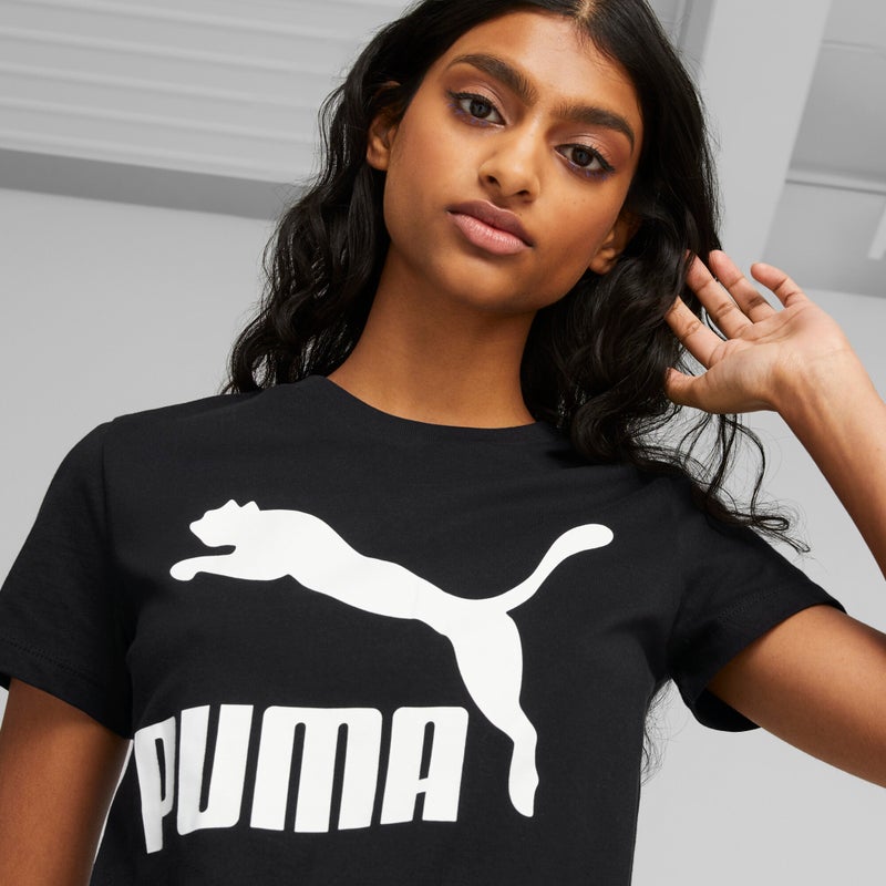 PUMA Classics Logo Womens Black T-shirt - Image 4