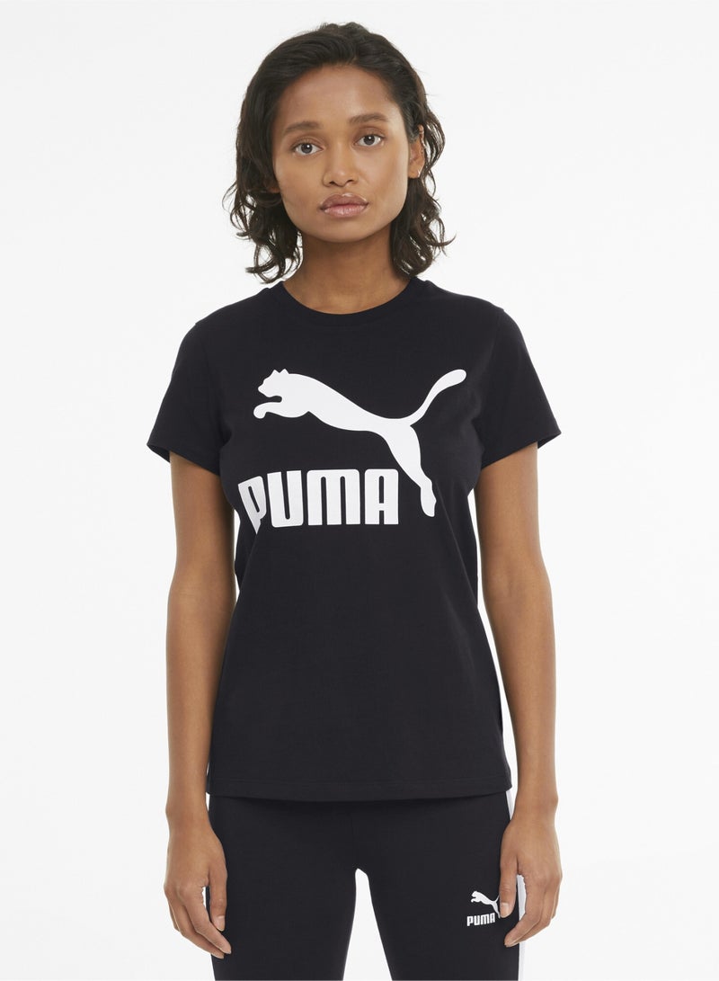 PUMA Classics Logo Womens Black T-shirt - Image 1