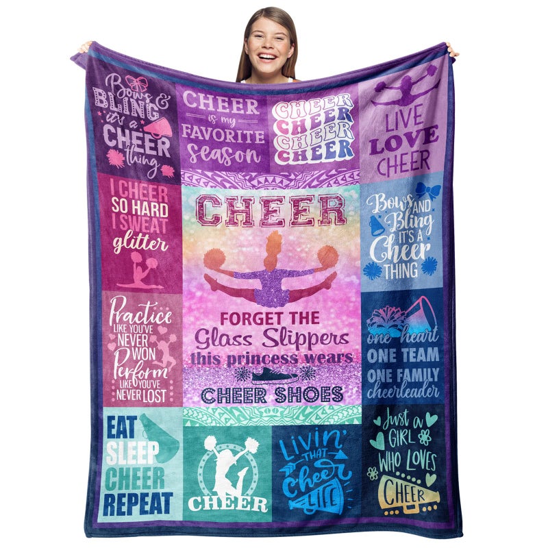 Gevuto Cheerleader Gifts Blanket 50""x40"" - Cheer Gifts for Cheerleaders - Cheerleading Gifts Throw - Gifts for Cheerleaders - Cheerleading Gift Ideas -Cheer Coach Gift -Cheer Blankets for Girls Teens - Image 1