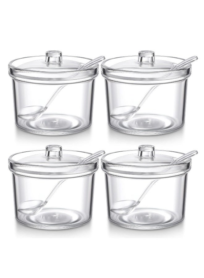 Clear Acrylic Sugar Bowl with Lid and Spoon - Versatile Kitchen Canister for Sugar, Salt, Spices, and Condiments - Perfect for Coffee Bar, Cereal, and Tea Accessories - 7.1 oz Capacity