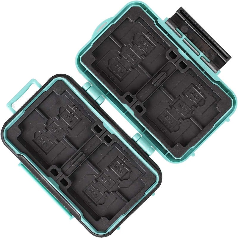 Lynca 24 Slots Camera Memory Card Case Holder Water-Resistant Anti-Shock SD Card Case Holder Wallet for 8 SD Cards 4 CF Cards 12 Micro SD/TF Cards Storage Box, Compact Memory Cards Wallet (Green) - Image 5