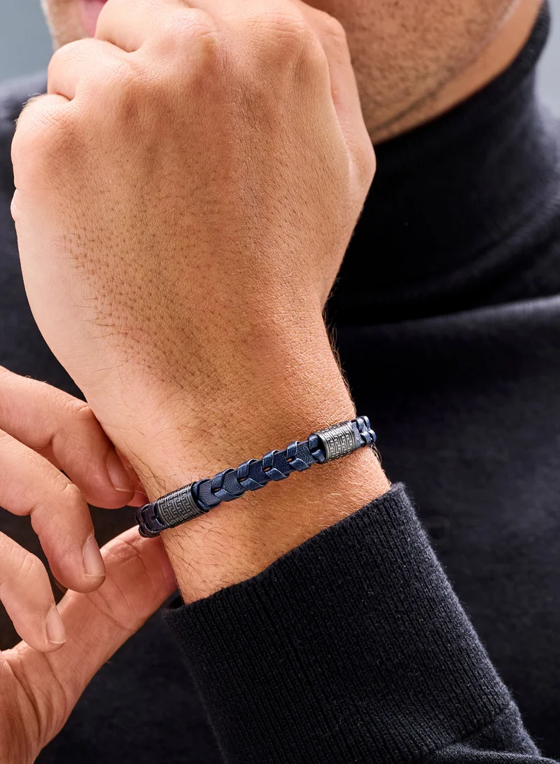 CERRUTI 1881 Trio Grey and Blue Leather Bracelet for Men