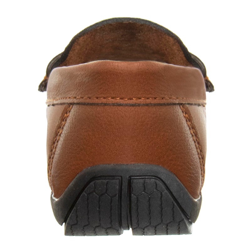 Josmo Boys Moccasin Driving Loafers - Casual Dress Penny Slip On Boat Shoes - Cognac (4 Big Kid) - Image 4