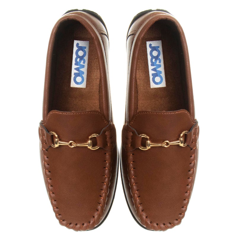 Josmo Boys Moccasin Driving Loafers - Casual Dress Penny Slip On Boat Shoes - Cognac (4 Big Kid) - Image 5