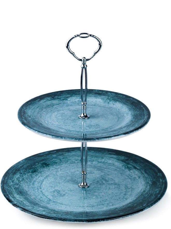 EDESSA Lava Porcelain Ceramic 2-Tier Cake Stand, 20x27cm - Image 1