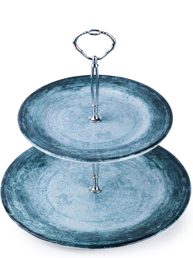 EDESSA Lava Porcelain Ceramic 2-Tier Cake Stand, 20x27cm - Image 2