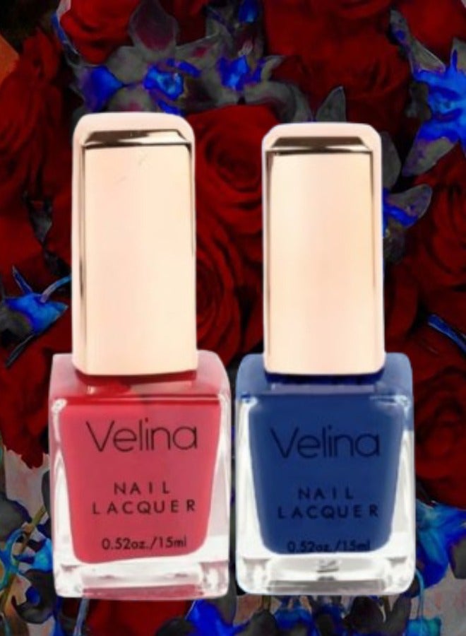 Velina Matte Nail Polish 19 Dark Blue 24 Dark Red - Image 1