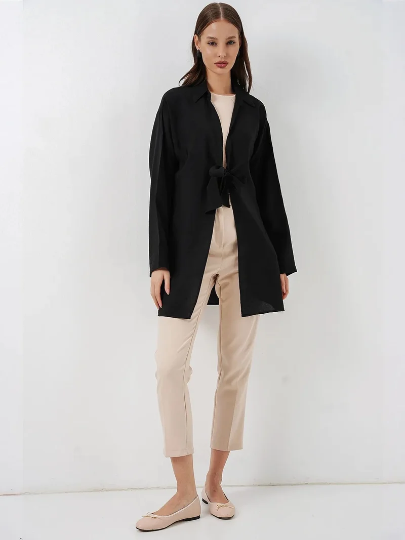 BIG DART BDART Tie Detail Long Sleeve Kimono