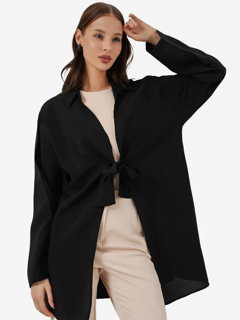 BIG DART BDART Tie Detail Long Sleeve Kimono