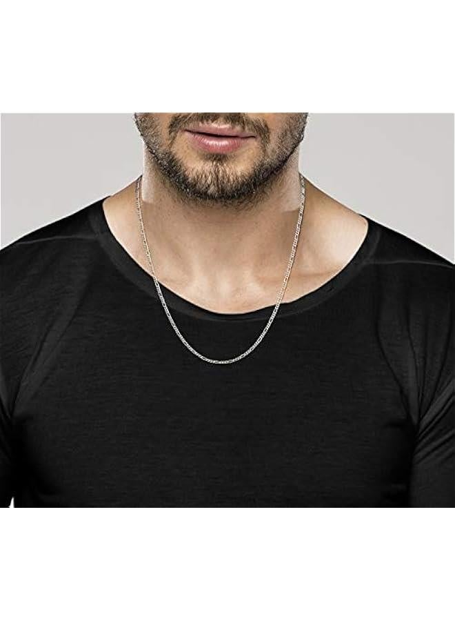 Arabest Solid 925 Sterling Silver Italian 2.3mm Diamond-Cut Figaro Link Chain Necklace for Women Men, Made in Italy - Image 3