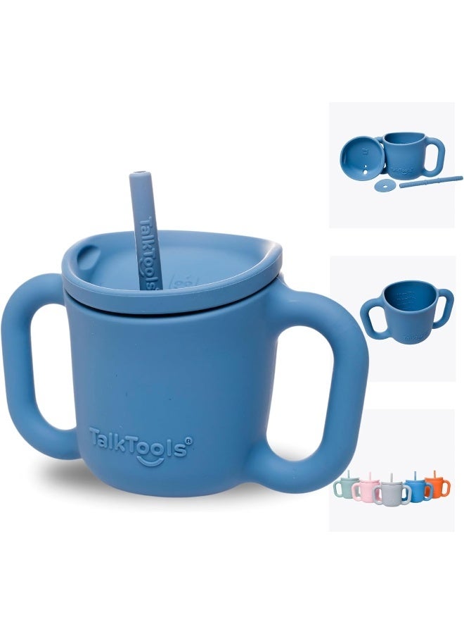 TalkTools ITSY Silicone Training Cup â€“ Mini Straw Cup for Baby - Anti Leak, Spill Proof and BPA Free Cup with Straw Insertion for Kids (Ocean) - Image 1