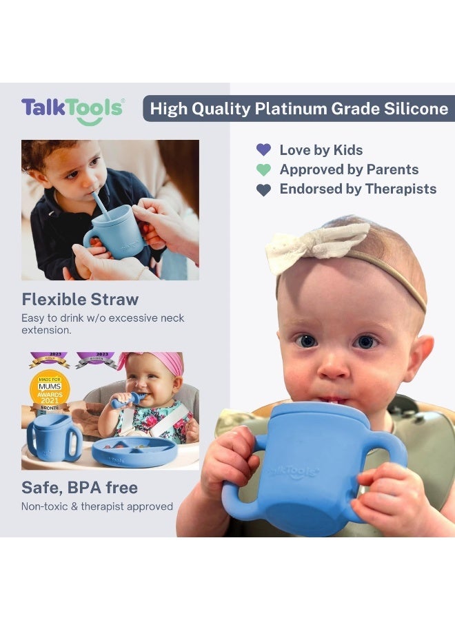 TalkTools ITSY Silicone Training Cup â€“ Mini Straw Cup for Baby - Anti Leak, Spill Proof and BPA Free Cup with Straw Insertion for Kids (Ocean) - Image 4