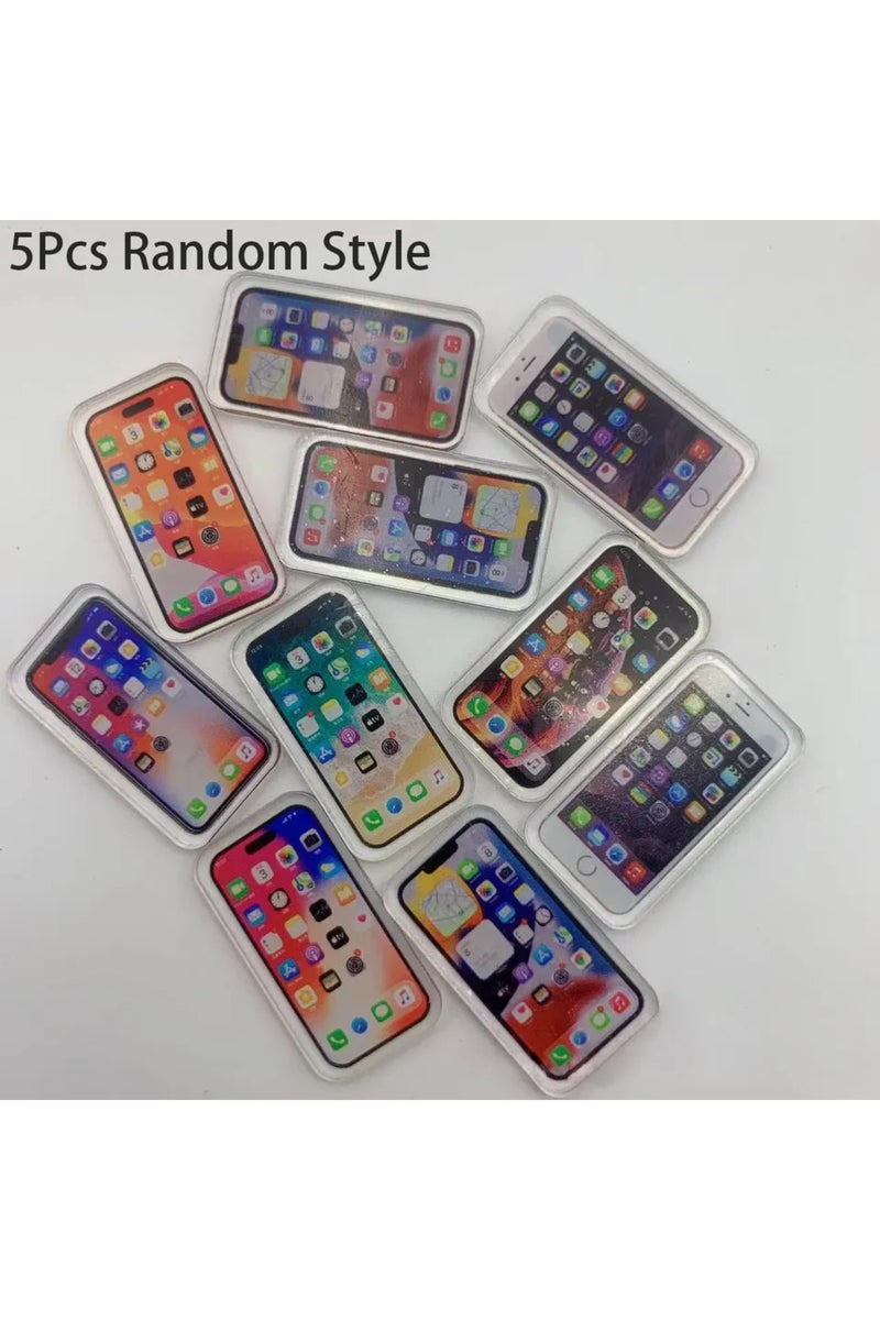 1 Random 5Pcs 1:12 Dollhouse Miniature Mobile Phone Fashionable and compact Simulation Smartphone Mo