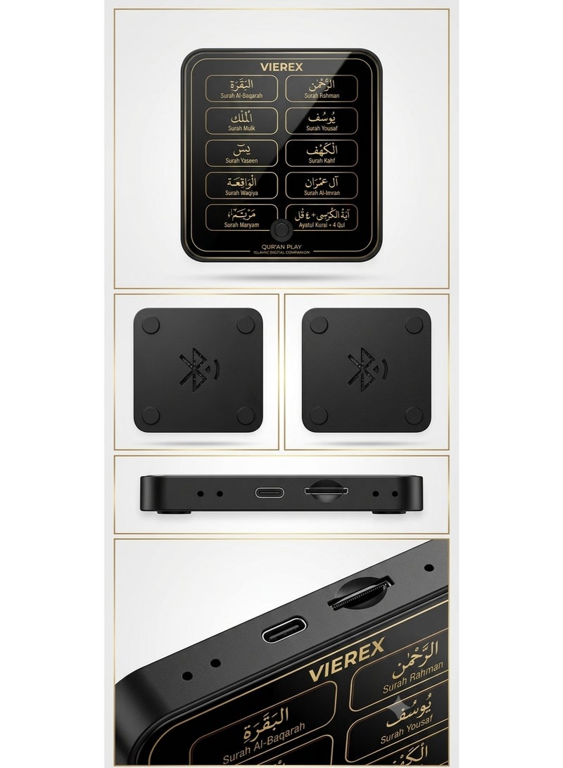 VIEREX Quran Fridge Magnet Speaker, Rechargeable Islamic Refrigerator Magnet with Built-in Surahs (Al-Baqarah, Ar-Rahman, Yusuf, Al-Mulk, Yaseen, Al-Kahf, Al-Imran, Al-Waqiah, Maryam) + Ayatul Kursi & 4 Quls, One-Touch Playback, Remote Control, Muslim Eid Ramadan Gift - Image 5