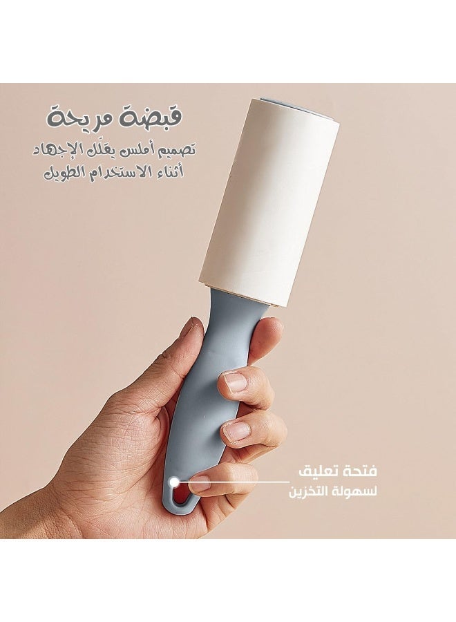 Lint remover with 2 refills, each refill containing 10 sheets, a brush for removing lint and pet hair from clothing, a hair removal set made of adhesive paper with an angled design for dust removal, suitable for removing hair, crumbs, and more. - Image 5