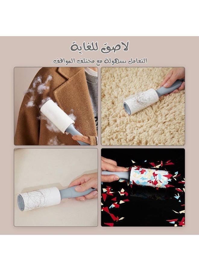 Lint remover with 2 refills, each refill containing 10 sheets, a brush for removing lint and pet hair from clothing, a hair removal set made of adhesive paper with an angled design for dust removal, suitable for removing hair, crumbs, and more. - Image 4