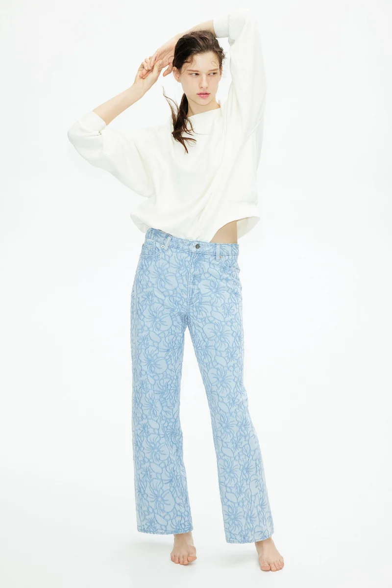 H&M Straight embroidered jeans
