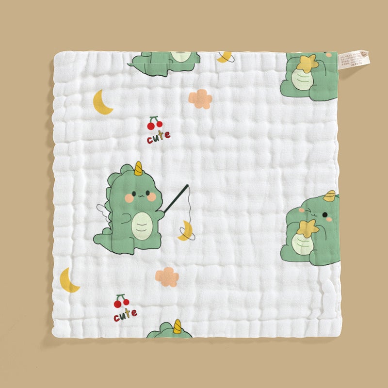 منشفة مربعة من قطن الجاز عالية الكثافة بست طبقات للأطفال نوع أ مطبوعة منشفة أطفال منشفة لعاب قطنية نقية - Image 1