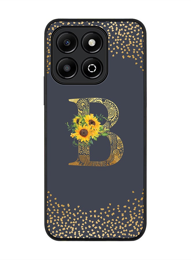 Stylizedd For Honor X6B Case,Slim fit Camera Protection, Shockproof Thin Phone cover - Custom Floral Monogram - B (Grey ) - Image 1