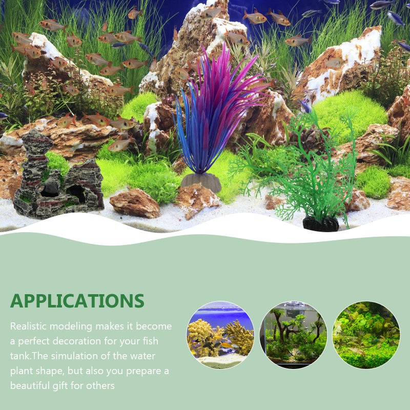 1 Set Fake Aquatic Plant Fish Landscape Prop Underwater Mountain Set Aquarium Plants - Image 1