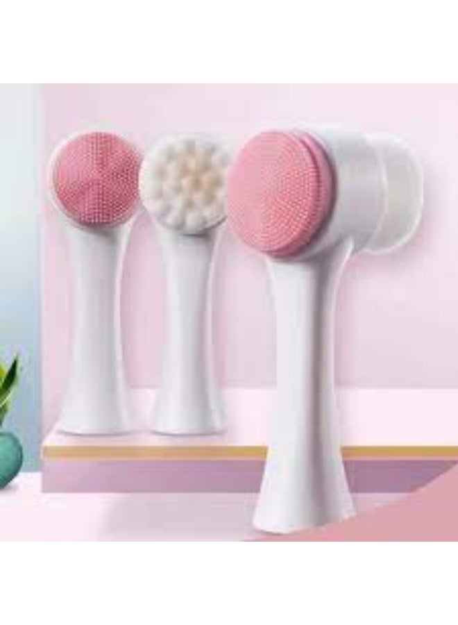 Double Face Cleanser Face Brush Soft Hair Silicone Face Washer Manual Makeup Remover Deep Cleansing Brush Random Color - Image 4