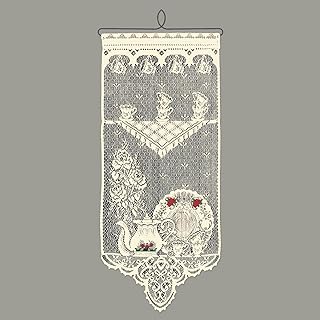 Heritage Lace Tea Time w/Roses Wall Hanging, 12" x 27", Ecru - Image 1