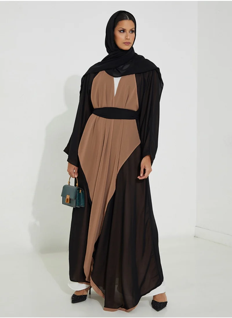 Rosette Abaya Abaya With Double Face Color