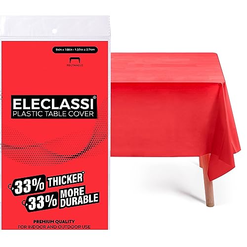 Eleclassi Red 12 Pack Premium Disposable Plastic Tablecloth 54 x 108 in  Plastic Table Cloth Disposable Tablecloth for Rectangle Table Up to 8 Feet