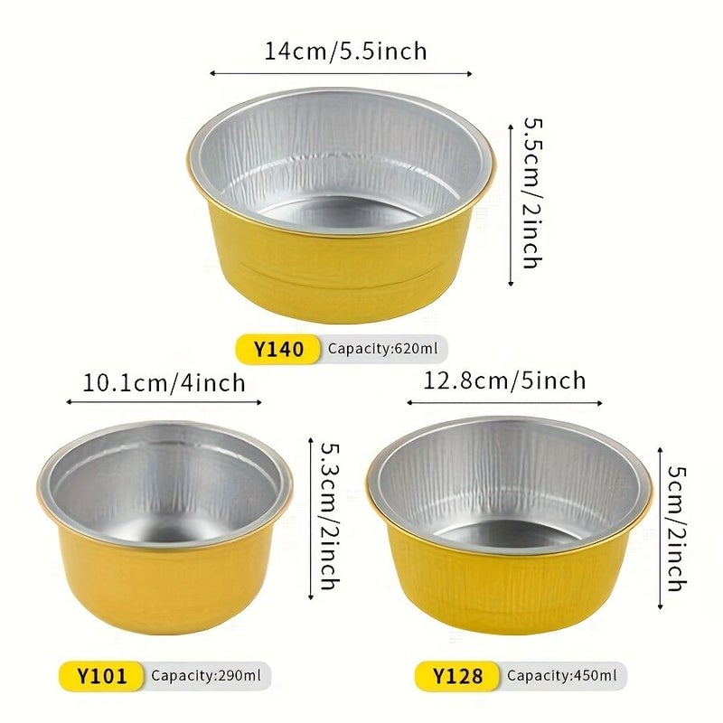 20 Pieces No Cover 20.96oz Multi-Size Golden Round Aluminum Foil Take-Out Box Baking Pan Food Container for Heating Storage and Outdoor Use - Image 3
