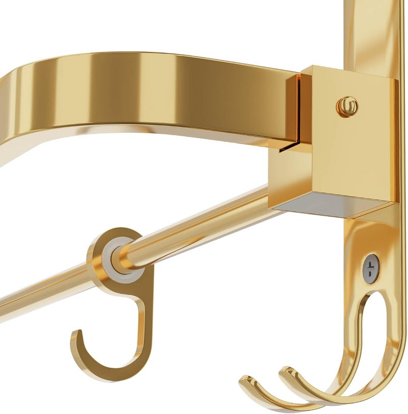 LUXIUR Towel Rack for Bathroom, Shelf for Wall with Towel Hooks, Towel Rack, Kitchen Accessories Items Wall Mounted for Heavy-Duty Elegance (Gold, 24 Inch) - Image 3
