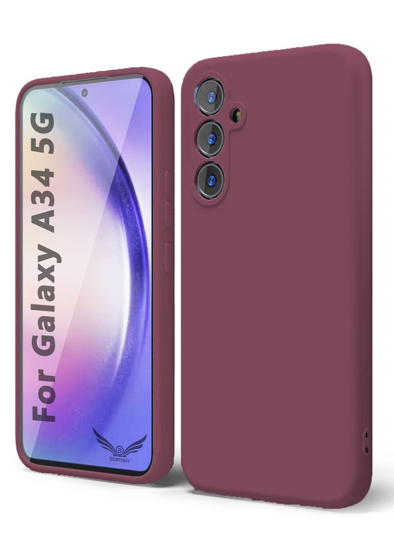 BORTONY Galaxy A34 5G Case Shockproof Liquid Silicone Case Slim Soft Cover With Inside Soft Microfiber Lining Comaptible With Samsung Galaxy A34 5G - Image 1