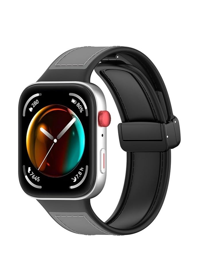 Compatible with Huawei Watch Fit 3/ Fit4/Fit4 Pro Strap for Women Men, Soft Flexible Leather Silicone Hybrid Sport Wristband Magnetic Buckle Bracelet Replacement Strap for Huawei Watch Fit3 - Image 5