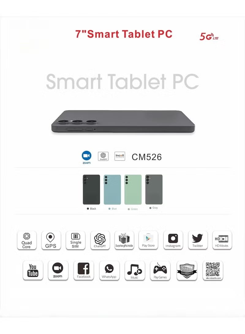ELTRAZONE CM526 7-Inch Android Smart Tablet PC with Stylus, 8GB RAM 256GB ROM, 5G LTE Wi-Fi - Image 3