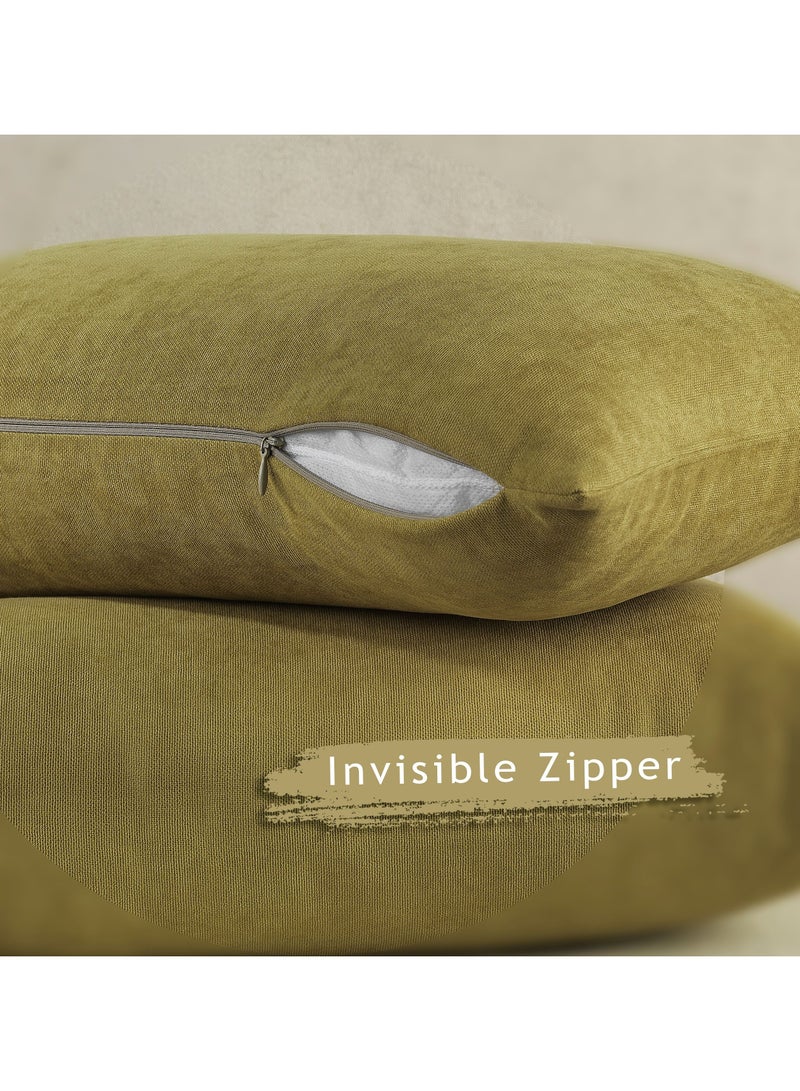 Zeenah Furniture Decorative Solid Color Invisible Zipper Diamond Cushion Cover Velvet Look Throw Pillow Set of 2 Cases for Chair Couch Bedroom & Livingroom Pillowcase - Image 3