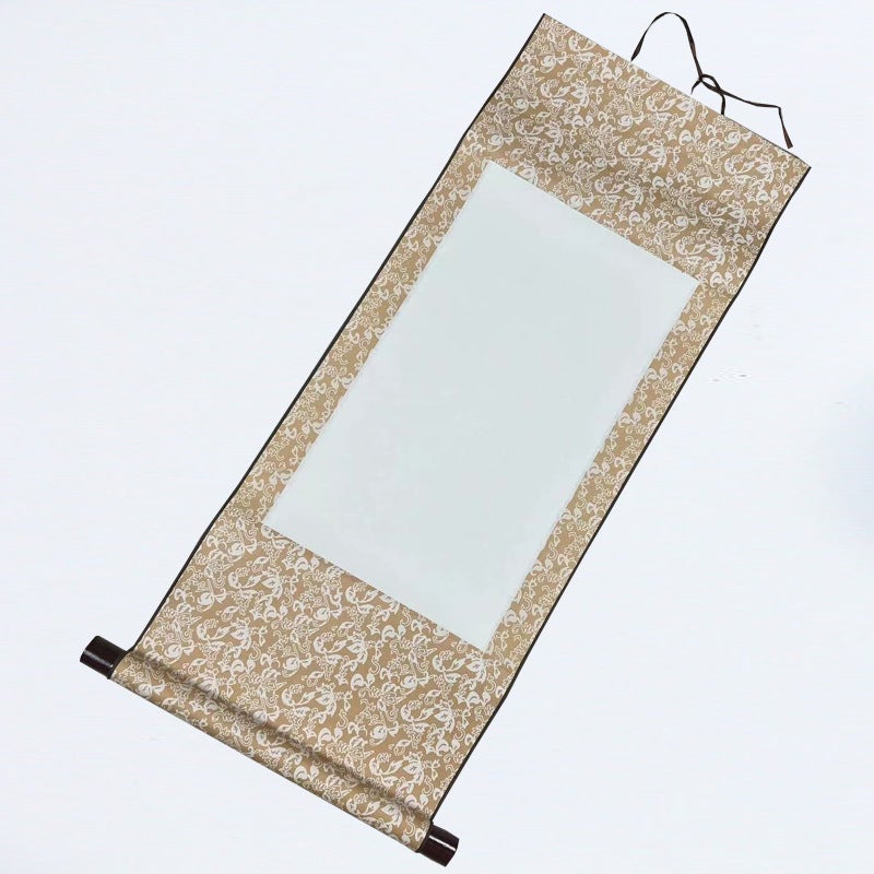 Blank Scroll Rice Paper Calligraphy And Painting Mounting Mini Imitation Damask Calligraphy Painting Hanging Scroll Banner Vertical Scroll - Image 1