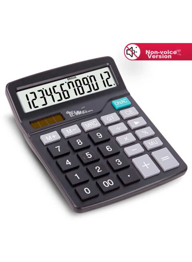 ديلي Deli [الأكثر شيوعًا] حاسبة مكتبية خفيفة الوزن مزدوجة الطاقة، حاسبة مكتبية بشاشة كبيرة 12 رقم، لوازم القرطاسية المكتبية، أسود 837 - Image 3