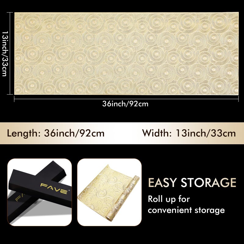 FAVE Gold Small Table Runner 36 Inch Heat Resistant Vinyl Table Cover for Dinner Party Wedding Decor (Golden Ball) - Image 2
