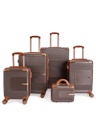LIMRA Luggage set 5 pieces travel Bags with a distinctive design from limra Brown