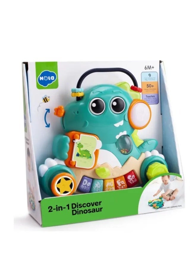 HOLA لعبة الديناصور التفاعلية هولا للتعلم للأطفال الصغار | دينو موسيقي وتعليمي 2 في 1 مع أضواء وأصوات | تطور المهارات الحركية للأطفال من 6 أشهر فما فوق - Image 2