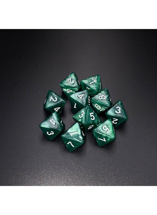 Marsrut 10 Pieces D8 Polyhedral Dice Set - 8 Sided Dice With Numbers | Ideal For Board Games, Classroom Activities, Party Table & Gaming Fun (Color: Green, Size: 1.6Cm/0.63In)  - Image 5